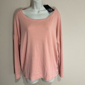 CHASER Scoopneck Knit Top with Snap Detail, Size M, NWT